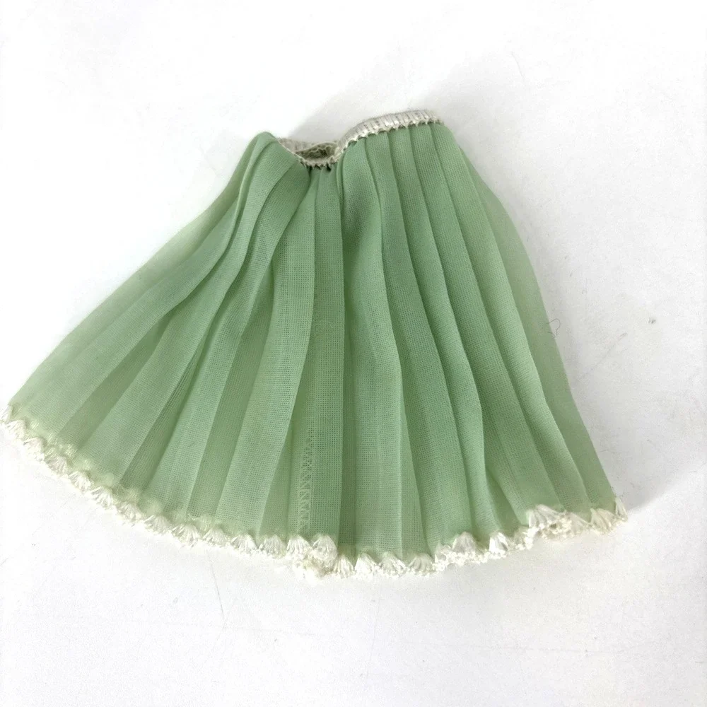 Vintage 60s Barbie Mint Green Sheer Nylon Stockings w Pleated‎ Skirt Lace Trim
